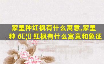 家里种红枫有什么寓意,家里种 🦉 红枫有什么寓意和象征